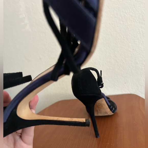 J.CREW Collection Roxie Suede Satin Ankle Strap Pumps Womens Size 8 Made in Itay - Picture 8 of 13